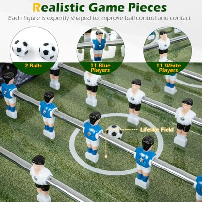 Goplus 54 Inch Full Size Foosball Table, Soccer Game Table with 2 Balls, 22 Players, Ergonomic Handles, Adjustable Leg Levelers, Competition Size Arcade Foosball Table for Home Game Room Adults