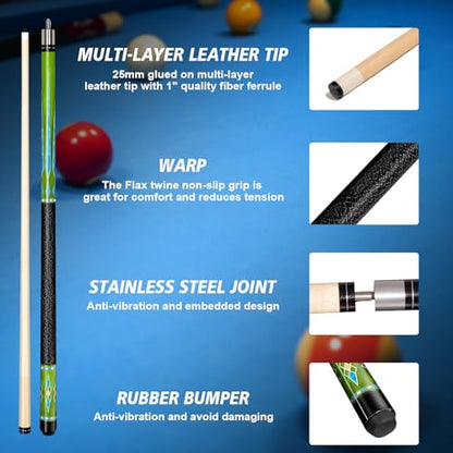Pool Stick Set of 4,Pool Cues Sticks Made of Premium Maple Wood, Includes 4 Extra Billiard Chalk for Pool Cues, 58" Billiard House Bar Pool Cue Sticks for Professional Billiard Players - color: Pool cues-B03