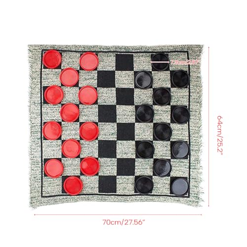 Home Jumbos Checkers Giant Checkers Set Game Rug Board Game with Reversible Game Mat for Indoor Outdoor Family