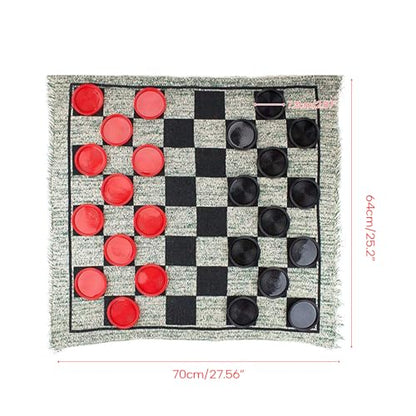 Home Jumbos Checkers Giant Checkers Set Game Rug Board Game with Reversible Game Mat for Indoor Outdoor Family