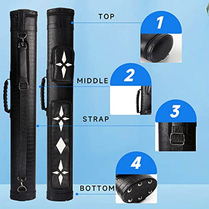 GSE Games & Sports Expert 2x2 Deluxe Hard Billiard Pool Cue Stick Carrying Case, Billiard Cue Case, Billiards Accessories (Several Colors Available) - color: Deluxe Oval - Black/White Star