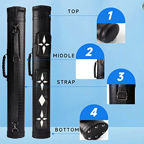 GSE Games & Sports Expert 2x2 Deluxe Hard Billiard Pool Cue Stick Carrying Case, Billiard Cue Case, Billiards Accessories (Several Colors Available) - color: Deluxe Oval - Black/White Star