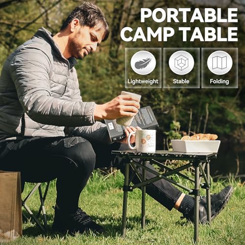 Opliy Folding Camping Table,Portable Table for 1-2 Persons -Collapsible Table Lightweight with Carry Bag for Camping, Hiking, Picnics, BBQs, Beach Trips & Tailgating(16.5 inch). - size: M(16.5 inch)
