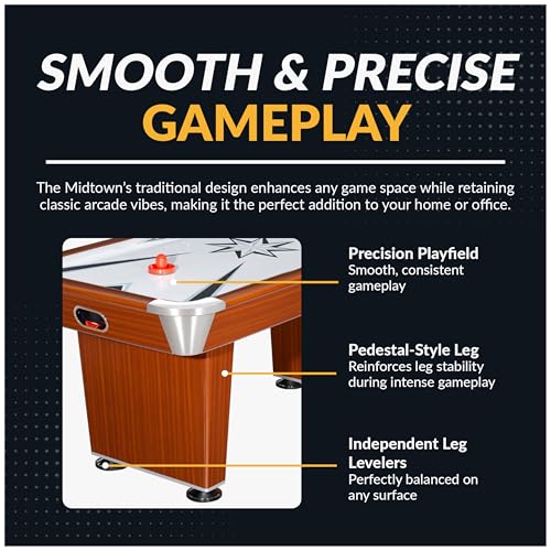 Hathaway Midtown 6' Air Hockey Family Game Table with Electronic Scoring, High-Powered Blower, Cherry Wood-Tone, Strikers and Pucks