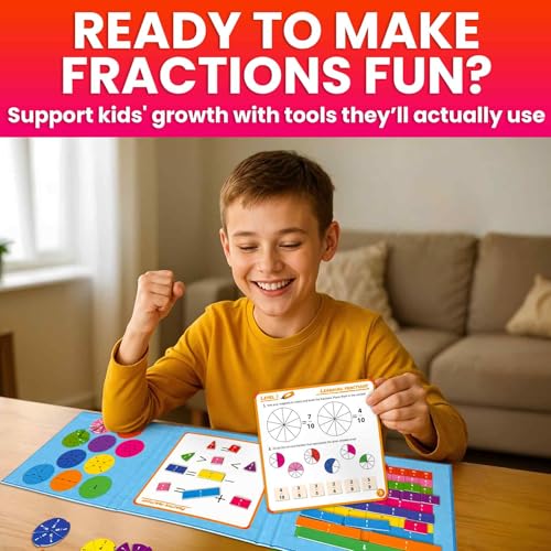 QUOKKA Magnetic Puzzles for Kids Ages 4-6 – Magnetic Fractions Learning Set for Kids 6-12 – Math Games for Homeschooling, Classrooms & Travel – 110 Magnets, 12 Task Pages, Marker – Toddler Travel Toys - style: 10. Math Game