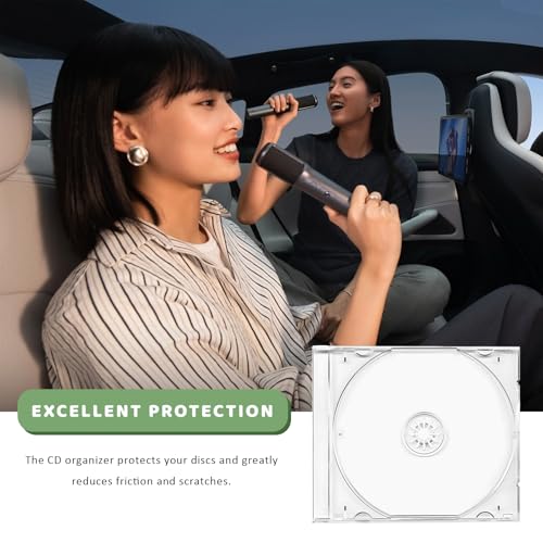 6PCS Standard Single Clear CD Jewel Case, 10 mm Thin Plastic DVD Protective Cases Replacement w/Assembled Tray, Square-Shaped Single Disc Storage Box for Most Cars (Transparent) - color: Transparent
