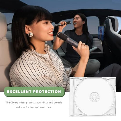 6PCS Standard Single Clear CD Jewel Case, 10 mm Thin Plastic DVD Protective Cases Replacement w/Assembled Tray, Square-Shaped Single Disc Storage Box for Most Cars (Transparent) - color: Transparent