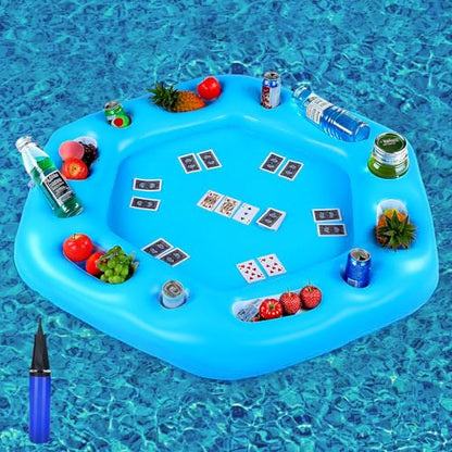 Seenelling Large Floating Table for Pool Games Floating Holder Cooler Containers Inflatable Pool Games Table Tray Accessories for Swimming Summer Beach Indoor Outdoor