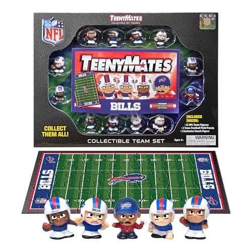 Party Animal TeenyMates NFL Football Action Figures Gift Set | Includes football field puzzle,11 officially licensed 1" player figures & coach; Football toy for kids & fans