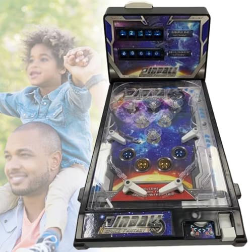Pinball Machine Tabletop, Portable Pinball Machines for 4+ Year Old Boys and Girls, Electronic Pinball Game Toys with Light and Sound Effects, Digital-Counter, Birthday Party Gift