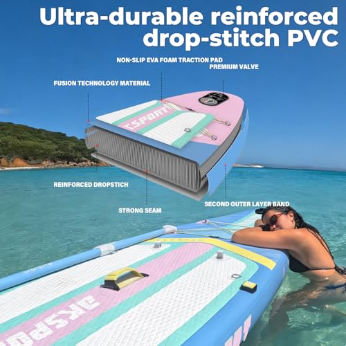 AKSPORT 11' Inflatable Stand-Up Paddle Board with Upgraded SUP Accessories Kit | Extra Wide 34" Design | Non-Slip Deck | Premium SUP Board for Adults & Youth of All Levels