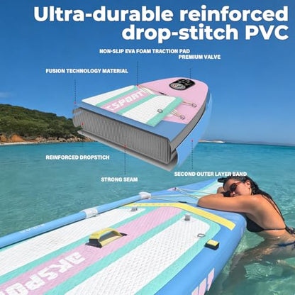 AKSPORT 11' Inflatable Stand-Up Paddle Board with Upgraded SUP Accessories Kit | Extra Wide 34" Design | Non-Slip Deck | Premium SUP Board for Adults & Youth of All Levels