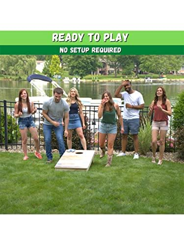 Slick Woody's Professional-Grade Cornhole Boards - 4'x2' Solid Wood Regulation Woodgrain Flag Bean Bag Toss Game with 8 Resin Filled Bags - color: Grey Wood Pattern