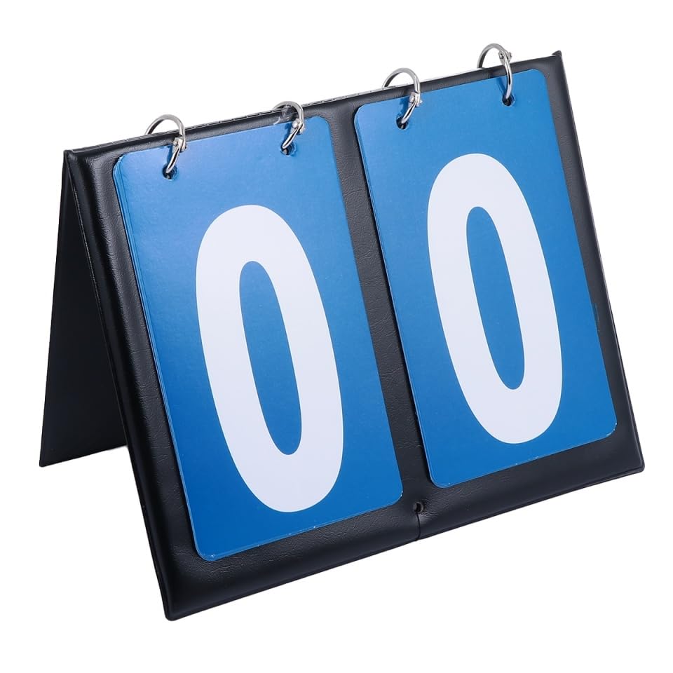 BESPORTBLE Portable Basketball Scoreboard Flipper, Double-Sided Score Keeper for Sports Competitions, Blue PVC, 7.95 X 6.69 X 0.59 Inches