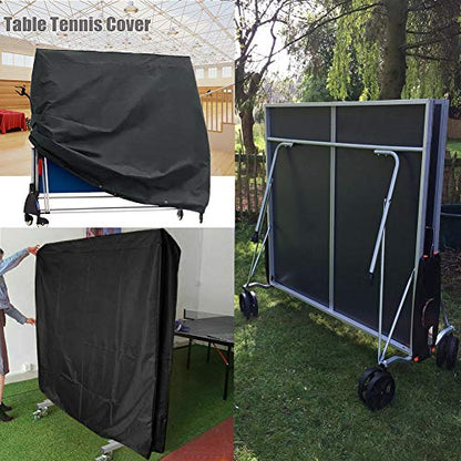 J&C Table Tennis Cover 420D Ping Pong Table Cover Black Full UV Protected Table Tennis Cover Outdoor Waterproof Heavy Duty Ping Pong Table Outdoor Waterproof - color: black