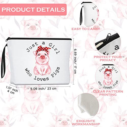 Sieral 2 Pcs Animal Lover Bag Gift for Women Travel Canvas Tote Portable Zipper Pouch Canvas Reusable Grocery Tote - style: Pig