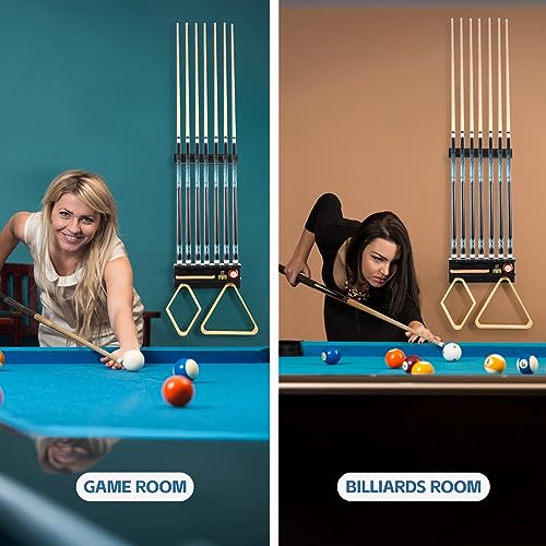 Pool Cue Holder Wall Mount for 7 Pool Sticks, Solid Wood Pool Cue Rack, Billiards Pool Cue Holder Claw Wall for Billiards Decor, Billiards Accessories, Pool Table Accessories Equipment, Black - style: WALL MOUNT