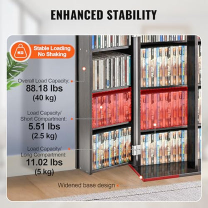 VEVOR Media Storage Cabinet, DVD Cabinet with Doors and Shelves, CD Storage, Adjustable DVD Shelf, Protects & Organizes Music, Movie, Video Games or Collections-Espresso - style: Espresso