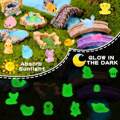 120PCS Glow in the Dark Mini Resin Animals 20 Styles of Luminous Ducks dinosaurswls Frogs and More Tiny Figurines for Fairy Garden Aquarium Terrarium Potted Plants Dollhouse Decor - style: 120Pcs-Animals Style 2