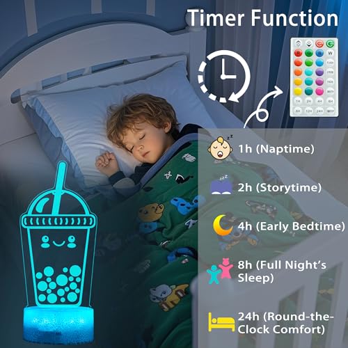 Boba Lamp, Boba Gifts, Boba 3D Night Light with Remote Control, 16 Color Changing, Timer, RGB Flashing Mode, Dimmable - Boba Gifts for Boys & Girls - color: Boba Milk Tea