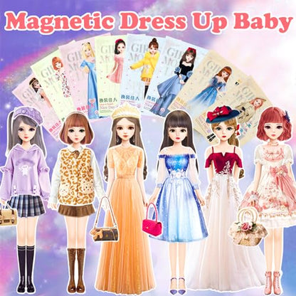 Magnetic Dress Up Dolls, Magnetic Doll Dress Up Kits Magnetic Paper Dolls Pretend Play Set for Girls Ages 4 Years and Up Kids Travel Activities Road Trip Car Ride Interactive Learning Imagine Gift - style: L Set