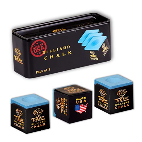 TigerProducts Tiger Pool cue Billiard Chalk - Blue - Pack of 3