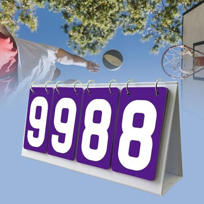 Tabletop Score Flipper, Sports Scoreboard 4 Digits Manual Score Flip Cards Flip Number Score Board for Volleyball Football
