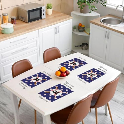 Baseball Place Mats 12x18 Inch Set of 4 Black Initial Letter R Kitchen Mats for Boys Teens Adults Sports Ball Blue White Red Table Mats for Dining Table - color: Blue R