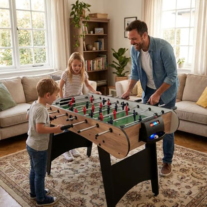 Table Soccer Game Table, Mini Foosball Table for Adults, Compact Indoor Football Table Games with Smooth Rods and Scoreboard, Includes 2 Balls for Home Game or Office Entertainment, Wood