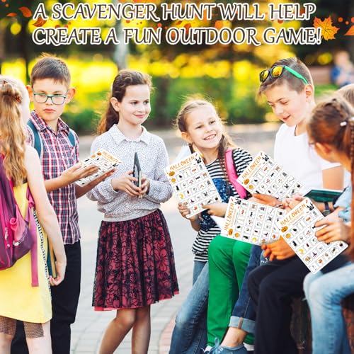 Hoolerry 30 Pcs Scavenger Hunt for Kids Road Trip Game Car Spring Summer Wedding Scavenger Hunt Cards Travel Activities Camping Games Outdoor Indoor Seek Activity for Kids Adults (Halloween) - style: Halloween