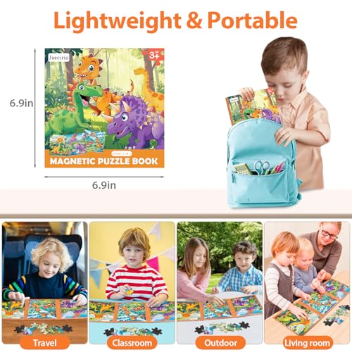 Magnetic Puzzles for Toddlers 3-5, Dinosaur Puzzles for Kids 4-6, Travel Puzzles for Kids Ages 5-8 Toys Games Gifts for Boys Girls Ages 3 4 5 6 in Car Airplane Kids Puzzles for Road Trip - style: Dinosaur