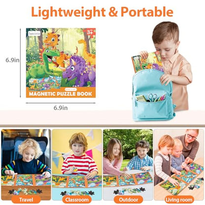 Magnetic Puzzles for Toddlers 3-5, Dinosaur Puzzles for Kids 4-6, Travel Puzzles for Kids Ages 5-8 Toys Games Gifts for Boys Girls Ages 3 4 5 6 in Car Airplane Kids Puzzles for Road Trip - style: Dinosaur