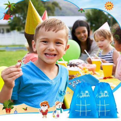 Sotiff 24 Sets Christmas in July Tic Tac Toe Party Favor Games with Drawstring Bags for Boys Girls Classroom Prizes Exchange Gifts - style: Christmas in July