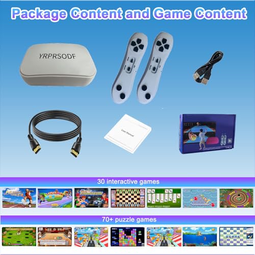 YRPRSODF TV Game Console Built in 100+ Gam ES, Video Game Machine with 2.4G Wireless Gamepad Somatosensory Control, USB Plug and Play, Kid & Adult Interactive& Puzzle Games,Grey - size: Grey