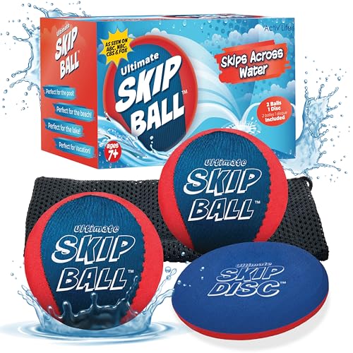 Activ Life The Ultimate Water Skip Balls, Water Bouncing Ball for Swimming Pool, Beach Toys for Friends, Family, Kids and Adults - style: Red/Blue