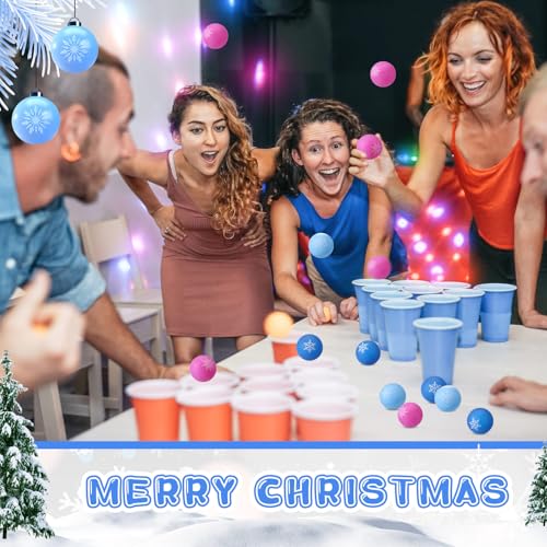 Soulchen Christmas Table Tennis Balls Bulk 40 mm Xmas Table Tennis Ball Novelty Funny Snowballs Toys Accessories for Christmas Game Birthday Gift Xmas Party Decorations