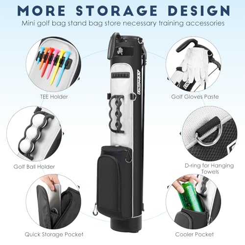 Findway Golf Stand Bag, Upgraded Par 3 Golf Bag Pitch n Putt Small Golf Bag with Ball Holder and Cooler Bag, Lightweight Golf Carry Bag for Men Women - color: Black