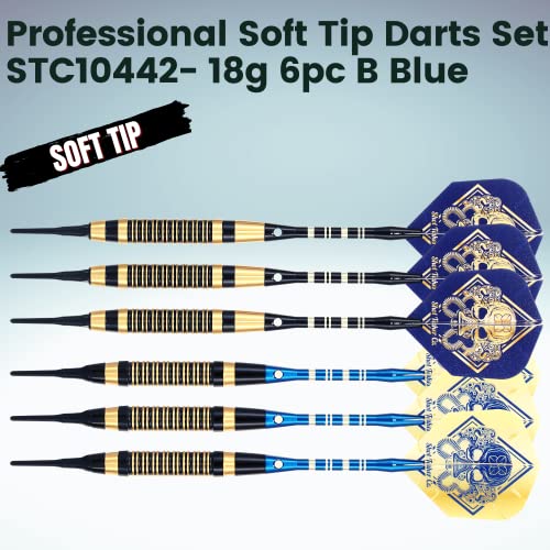 Soft Tip Darts Set - Professional Darts with Customizable Configuration, Aluminum & Plastic Shafts, O-Rings, Flights, Dart Tool, 50PC Extra 2BA Tips - color: 18g-Blue B-STC10442