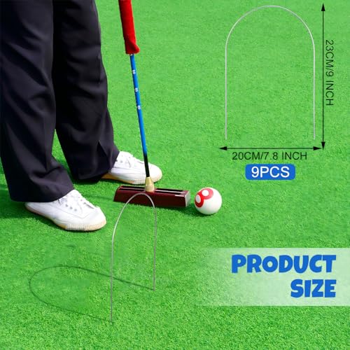 Deekin Set of 9 Croquet Wickets Replacement for Croquet Metal Hoops with Galvanized and Plastic Coating for Family Lawn Backyard Outdoor Game(Arch) - style: Arch
