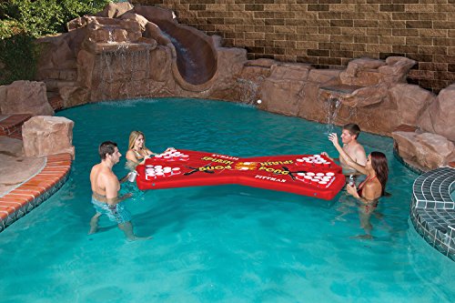 Pittman Outdoors Floating Beer Pong Table - Splash Pong Inflatable Table with Glow in The Dark Cup Holders, 2 or 4 Person