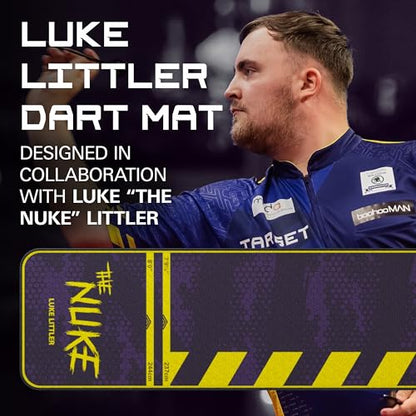 Target Darts Luke Littler Dart Mat, The Nuke Darts Mat | Dart Oche Mat with Soft Tip and Steel Tip Throw Line Distances | Non Slip Carpet Mats for Floor and Dart Tips Protection