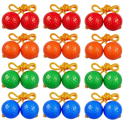 12 Pack Ladder Toss Balls Ladder Ball Replacement Balls with Storage Bag for Toss Match (Red Blue Orange Green)