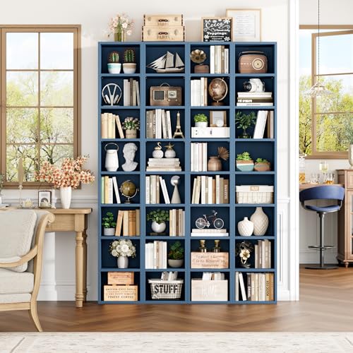 FOTOSOK 8-Tier Media Tower Rack, 11.6 X 9.3 X 70.9 Inches CD DVD Slim Storage Cabinet with Adjustable Shelves, Tall Narrow Bookcase Display Bookshelf for Home Office, Blue - color: Blue