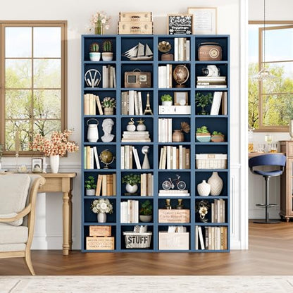 FOTOSOK 8-Tier Media Tower Rack, 11.6 X 9.3 X 70.9 Inches CD DVD Slim Storage Cabinet with Adjustable Shelves, Tall Narrow Bookcase Display Bookshelf for Home Office, Blue - color: Blue