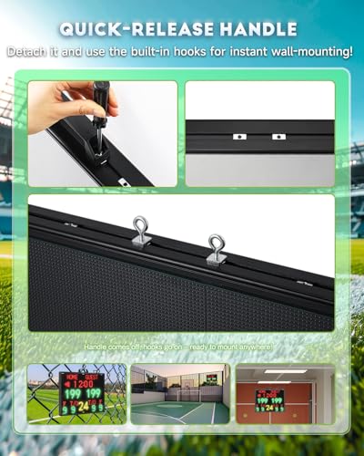 Matrix Display Large Electronic Scoreboard with Wireless LCD Touchscreen RF Controller - 26.4x20.5" Big Matrix Display, 100Ft Visibility, DC Battery, Flexible Control for Indoor/Outdoor Sports Games