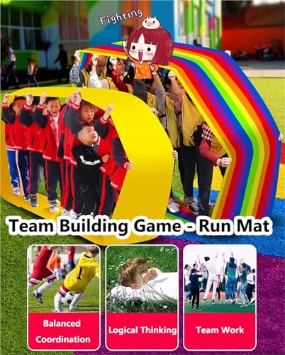 Team Building Game Running Mat, Field Day Team Activity Fun Competition Game, Outdoor Activities Sports Games - size: Kids-6M/20FT