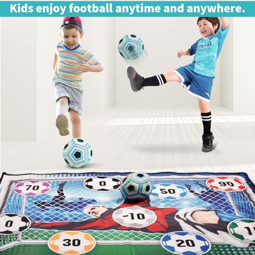Soccer Ball Game Mat Set, Sticky Soccer Ball Indoor Target Toss Party Game, Sports Toys and Gift for Kids Boys Girls for 3 4 5 6 7 8 Year Old Boy Toys Birthday
