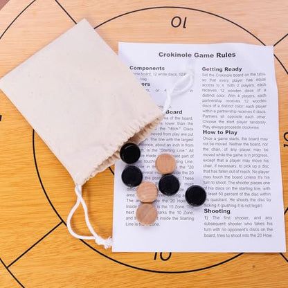 30 Inch Tournament Crokinole Board Game, Official Crokinole & Checkers | 26" Playing Surface, 24 Discs and Bag, Canadian Heritage Tabletop Games, Dexterity Krokinole Games for Families and Friends - style: 30 Inch