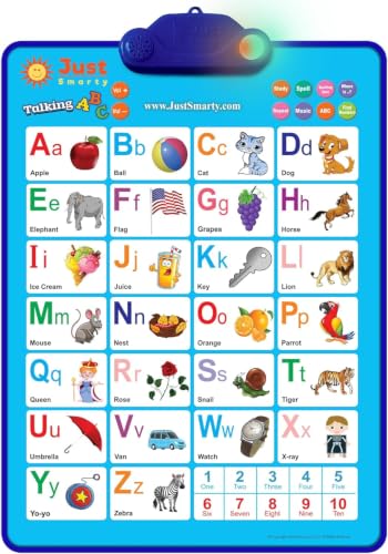 Just Smarty Interactive Alphabet Wall Chart | Talking ABCs & 123s Music Poster with Interactive Light | Toddler Alphabet Learning | Best Educational Gift for Boys & Girls Ages 2 3 4 5 | Letter Sounds | Talking ABCs & 123s, Music Poster with Interactive Li
