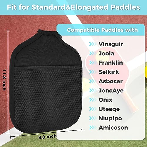 Pickleball Paddle Cover, Universal Case Size - 8.6 x 12.2 inches Racket Sleeve, Compatible with Most USAPA Standard and Elongated Pickball Paddles - style: 1 Pack Black Net